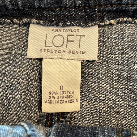 Ann Taylor Loft Stretch Denim Mini Skirt With Hidden Pockets & Pleats Size 8 - Picture 7 of 8